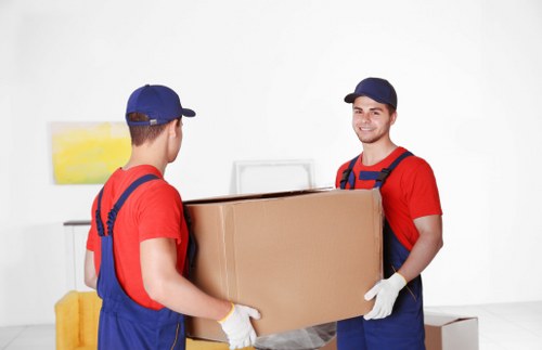 Business move coordination with labeled office boxes