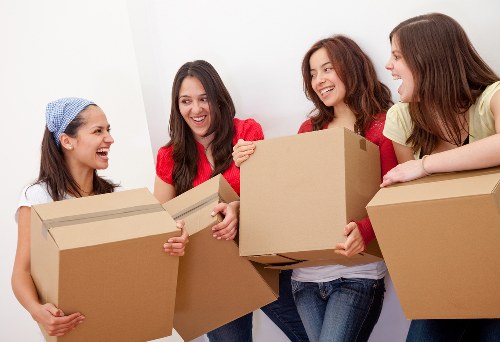 Packed office equipment ready for relocation services