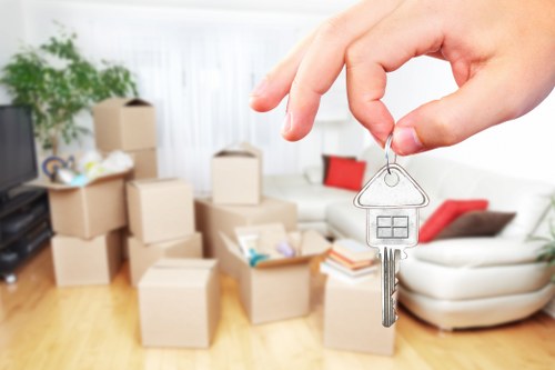 Boxes, tape, and packing materials prepared for house removals in Stjohnswood