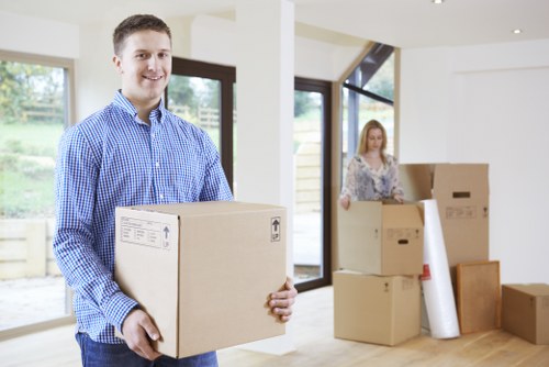 Packed boxes and furniture inside a Stjohnswood removal van