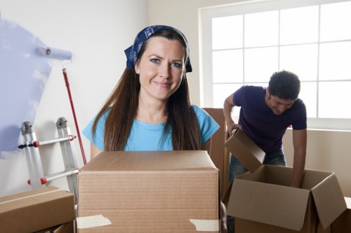 Removal van with secured cargo ready for transport